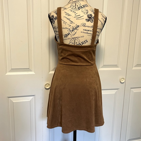 Solid Suede Button Front Casual Dress - Picture 3 of 6